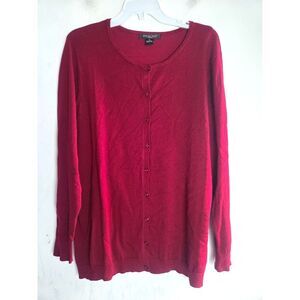 August Silk Women Dark Red Silk Blend Button Down Knit Cardigan Sweater size 1X